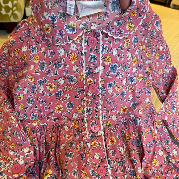 Rachel Riley - Pink Floral Long Sleeve Dress - 3T - Picture 2 of 2